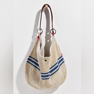Free People x Tricia Fix Repurposed Linen & Leather Hobo Bag Beach farmers